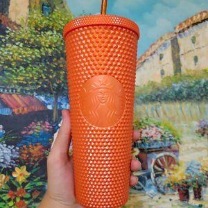 NWT Starbucks Orange Fall Halloween Studded Bling  Cold Cup Tumbler Venti 24oz